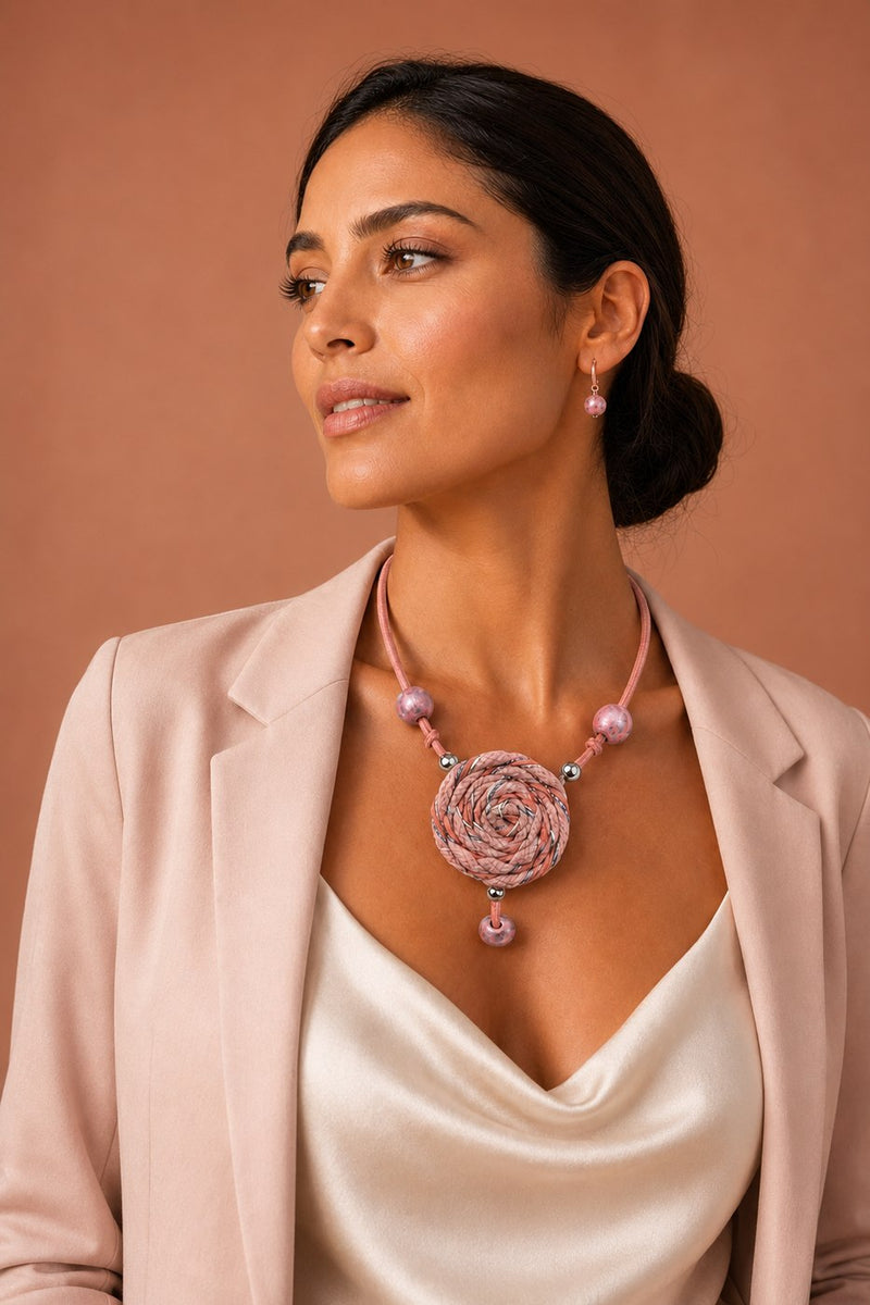 Collar · Rosa — en modelo