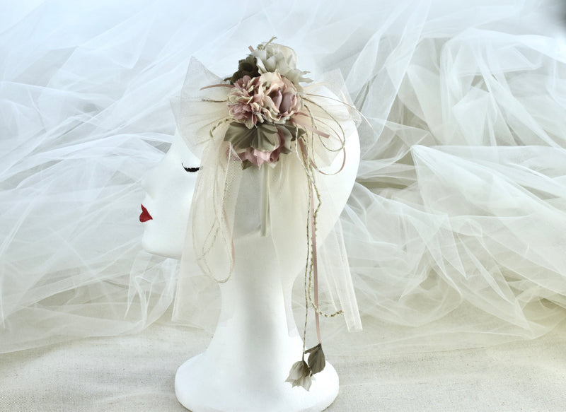 -OFERTA- Diadema-tocado montado en lazo de tul